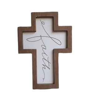 Cursive Faith Wood Wall Cross Home Decor